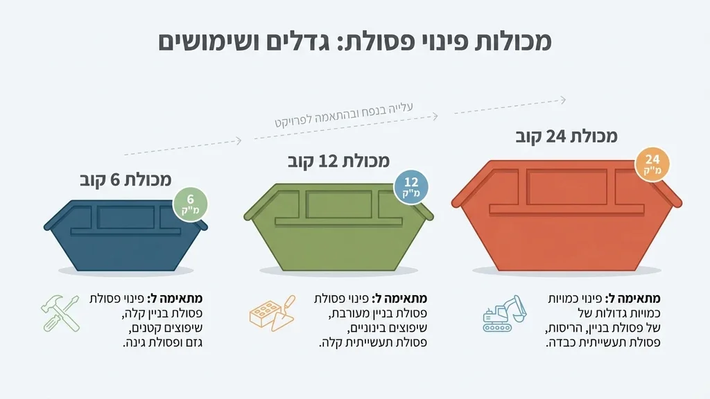מכולה לפינוי פסולת מלאה בשאריות בטון ובלוקים